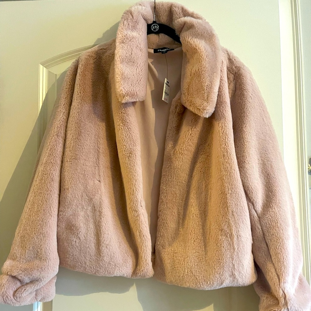 NWT Blush Pink EXPRESS Faux Fur Jacket - Sz. Large